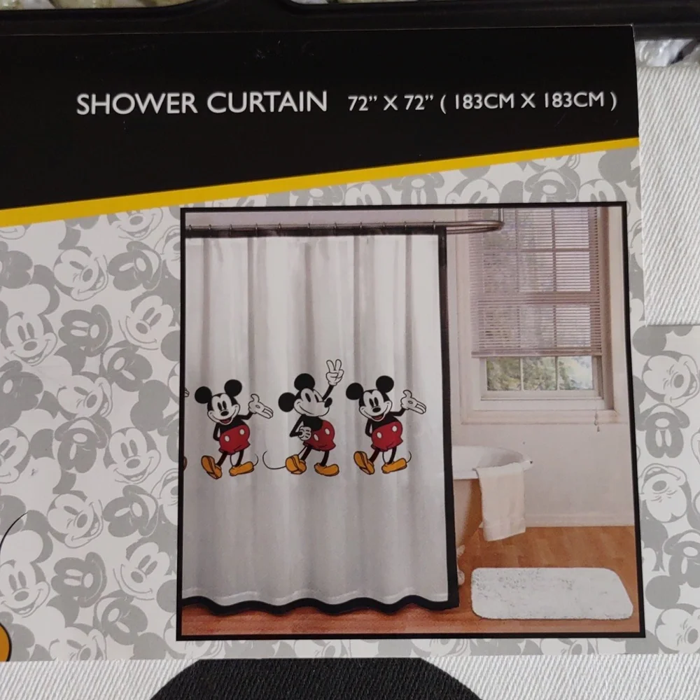 Disney Mickey Mouse 72x72 Cotton White Shower Curtain